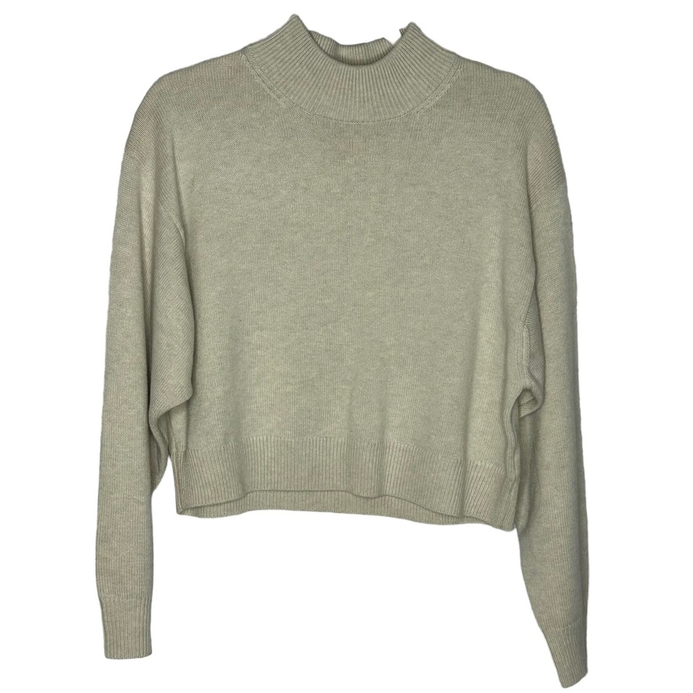 Wilfred Free Cream Merino Wool Blend Mock Neck Sweater